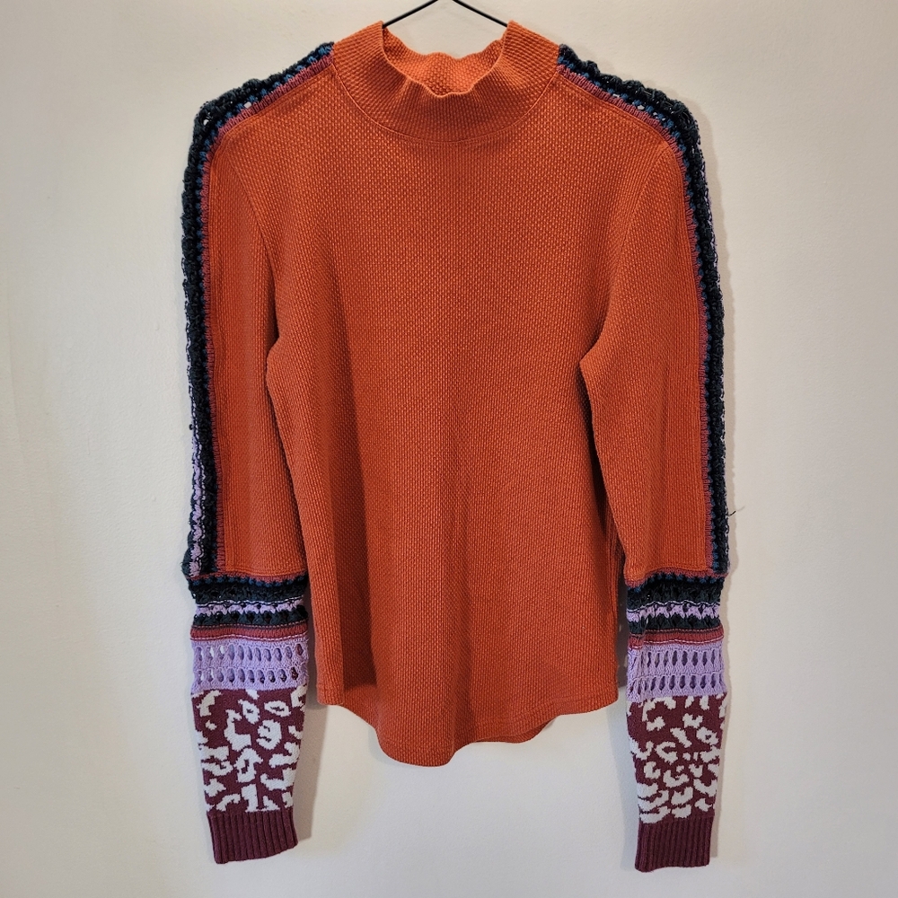 Free People Switch It Up Thermal Top Orange Purple - M